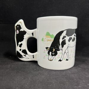 Coffee Mug Cup Cow  Handle Farm  Animals Ceramic Black White